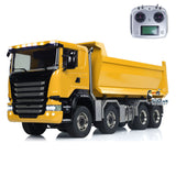 8x8 1/14 RC Hydraulic Dump Truck Metal Remote Control Roll-on Full Dumper Car 3-speed Transmission Differential Lock Axles