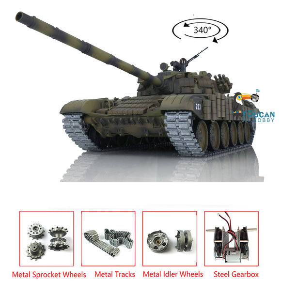 2.4Ghz Henglong Remote Controlld Ready To Run 1/16 Scale TK7.0 BB IR T72 Tank 3939 Metal Tracks Sprockets Idlers Smoke Sound