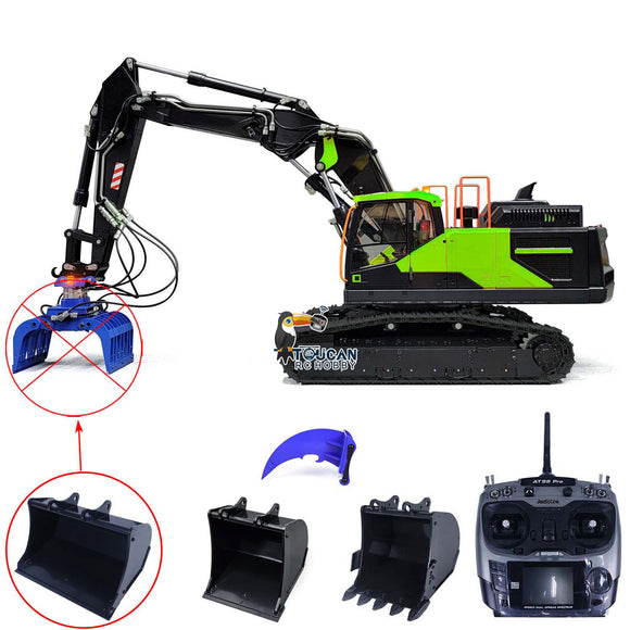 1/14 EC380 RC Excavator Hydraulic Tracked 3 Arms Remote Control Digger Model Assembled W/ Leveling Bucket Loosener Transmitter