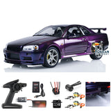 Capo 1/8 Metal 4x4 RC Racing Car Radio Controlled Drift Vehicle Model 4WD R34 RTR High-speed Light Sound GTR-R34