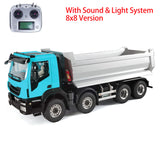 1/14 8x8 Metal Hydraulic RC Dump Truck Remote Control Tipper Car Sound Lights Assembled Painted Model ESC Motor Servo