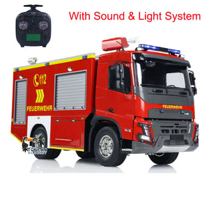 1/14 4x2 RC Fire Vehicles Radio Control Fire Fighting Truck 3-speed Transmission Lighting and Sound System Assembled and Painte