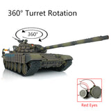 Henglong Military Remote Controlled Ready To Run Tank 1:16 TK7.0 Russian T72 3939 360 Turret Red Eyes Plastic Tracks Sprockets