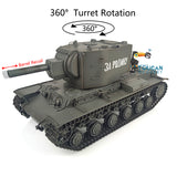 Henglong 1/16 TK7.0 Soviet Union KV-2 RTR RC Tank Gigant 3949 W/ 360 Turret Plastic Tracks Road Wheels Idlers Barrel Recoil