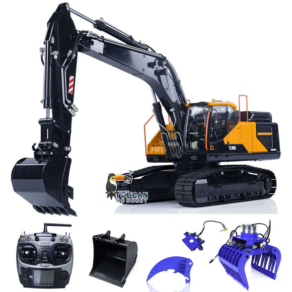 1/14 Hydraulic Remote Control Excavator EC380 Metal RC Construction Truck Model W/ Hydraulic Grab Metal Ripper Buckets Transmitter