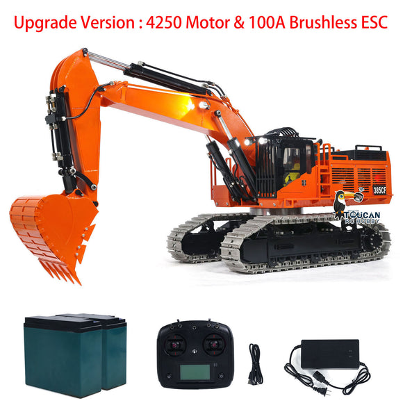 Metal 1/8 Hydraulic RC Excavator 385CF Remote Control Engineering Vehicles Model Assembled Painted Light System Hydraulic System