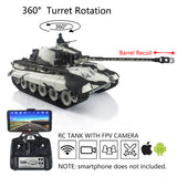 Henglong 1/16 TK7.0 Plastic FPV Ready To Run Remote Controlled King Tiger Tank 3888A 360 Turret Barrel Recoil Steel Gearbox