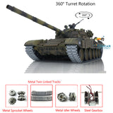 1:16 TK7.0 Upgraded Henglong Radio Controlled Ready To Run Tank T72 360 Rotation Metal Tracks W/ Paired Linkages Smoke Sound