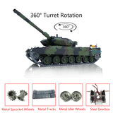 2.4G Henglong 1/16 Scale TK7.0 Metal Leopard2A6 Ready To Run Remote Controlled Tank 3889 W/ 360 Turret Tracks Sprockets Idlers