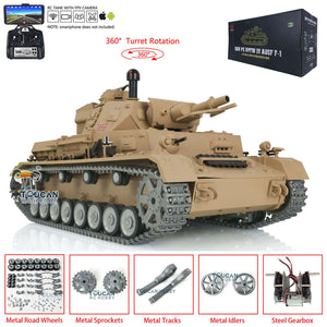 1/16 TK7.0 Customized Version 2.4Ghz Henglong German Panzer IV F BB IR RTR RC Tank Model FPV 3858 Metal Tracks Wheel Smoke Sound