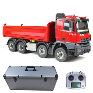 1/14 8x8 RC Hydraulic Dump Truck Metal Radio Control Tipper Car Sounds Lights PNP Painted Assembled Model ESC Servo