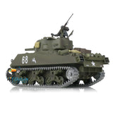 Henglong 1/16 TK7.0 M4A3 Sherman Radio Controlled Ready To Run Tank 3898 Barrel Recoil Metal Tracks Sprockets Idlers Smoke Sound