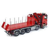 1/14 Hydraulic RC Flatbed Timber Car 10x10 Remote Control Crane Dump Truck Model with 9-Channel Reversing Valve Light Sound System