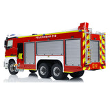 6x4 1/14 RC Fire Vehicles Metal Chassis Remote Control Fire Fighting Truck Model 2-Speed Transmission Lighting and Sound System