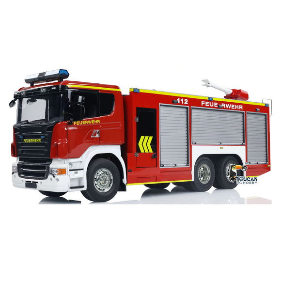 1/14 6x4 Remote Control Fire Fighting Truck RC Fire Vehicles Model Lights Sounds with Sound Light System FlySky I6S Controller