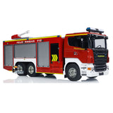 1/14 6x4 Remote Control Fire Fighting Truck RC Fire Vehicles Model Lights Sounds with Sound Light System FlySky I6S Controller