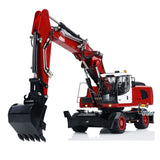 Metal 1/14 RC Hydraulic Excavator R946 PL18EV Remote Control Wheeled Diggers with 8-Ways Hydraulic Valves 4 Wheels Drive