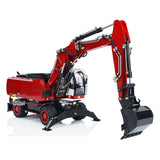 Metal 1/14 RC Hydraulic Excavator R946 PL18EV Remote Control Wheeled Diggers with 8-Ways Hydraulic Valves 4 Wheels Drive