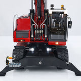 Metal 1/14 RC Hydraulic Excavator R946 PL18EV Remote Control Wheeled Diggers with 8-Ways Hydraulic Valves 4 Wheels Drive