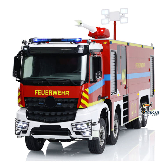 1/14 RC Fire Fighting Truck 8x8 Radio Control Fire Car Light Sound Metal Chassis 3-speed Transmission Lighting and Sound System