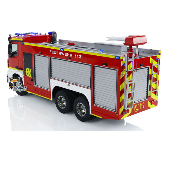 1/14 RC Fire Vehicles 6x4 Remote Control Fire Fighting Truck 3-speed Gearbox Lighting and Sound System Assembled Painted