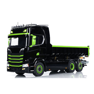 6x6 1/14 Hydraulic RC Dumper Car Metal Roll-Off Full Dump Truck Rear Axle Lifting with 3-speed Transmission Light Sound System