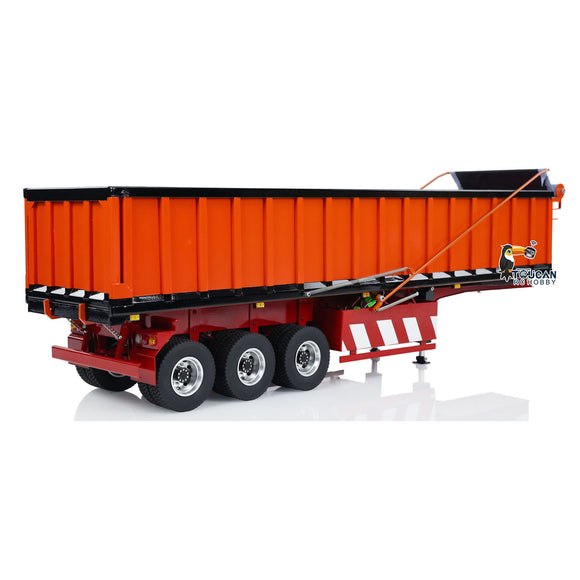 1/14 Metal 3 Axles Hydraulic Dump Trailer Electric Awning for RC Tractor Trucks with Electric Lifting Legs Light System