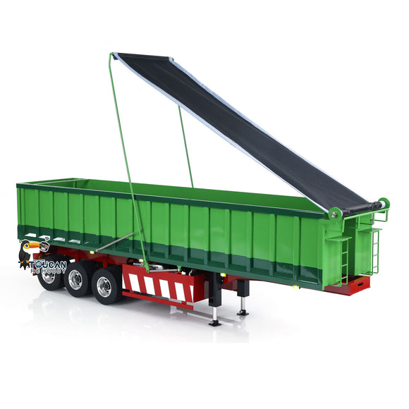 1/14 Metal 3 Axles RC Hydraulic Dump Trailer Electric Awning for Tractor Truck Light System