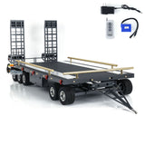 Metal 5 Axles Full Trailer for 1/10 1/8 RC Crawler 1/14 1/12 Hydraulic Truck Car with Electric Tail-board Rear Lights Side Lights