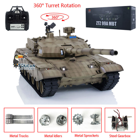 Henglong 1/16 7.0 Upgraded Chinese 99A RTR RC Panzer Remote Controlled Military Car Tank DIY Model 3899A W/ 360 Turret Toys