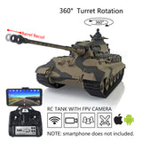 1/16 Scale TK7.0 Henglong FPV Barrel Recoil King Tiger RC RTR Tank 3888A 360 Turret Metal Tracks Sprockets Idlers Wheels