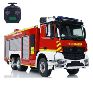 6x4 1/14 RC Fire Vehicles Metal Chassis Remote Control Fire Fighting Truck Model 2-Speed Transmission Lighting and Sound System