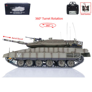 RC Tank 1/16 Heng Long IDF Merkava MK IV 3958 360 Turret Rotary Upgrade Edition Barrel Recoil Radio Battery RTR Model Toys