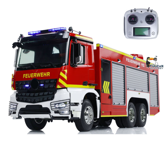 1/14 RC Fire Vehicles 6x4 Remote Control Fire Fighting Truck 3-speed Gearbox Lighting and Sound System Assembled Painted