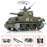 Henglong 1/16 TK7.0 M4A3 Sherman Radio Controlled Ready To Run Tank 3898 Barrel Recoil Metal Tracks Sprockets Idlers Smoke Sound