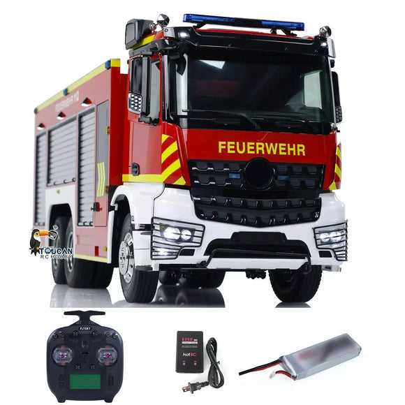 1/14 RC Fire Vehicles 6x4 Remote Control Fire Fighting Truck 3-speed Gearbox Lighting and Sound System Assembled Painted