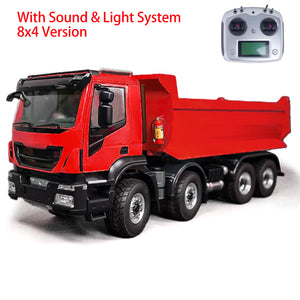 1/14 8x4 Metal Hydraulic RC Dump Truck 2-speed Radio Control Tipper Car Simulation DIY Model Painted ESC Servo Motor