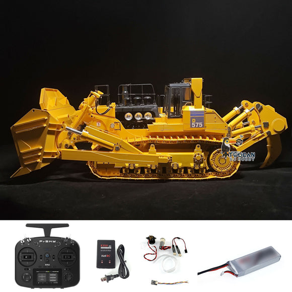 Metal JDMODEL 1/14 RC Hydraulic Bulldozer 575 Huge Dozer Smog Heavy Machine Frsky X14 Radio Battery RTR Mix Controlled Light Sound Smoke