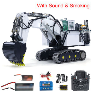 1/25 R9800 Hydraulic RC Excavator RTR Double-pump Radio Controlled Diggers Soung Light Smoke Unit Upgraded Version