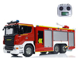 1/14 6x4 Remote Control Fire Fighting Truck RC Fire Vehicles Model Lights Sounds with Sound Light System FlySky I6S Controller