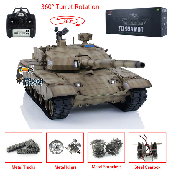 2.4G Henglong 1/16 7.0 99A RTR RC Tank Remote Controlled Panzer 3899A W/ 360 Turret Metal Tracks Gifts for Adults Children