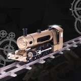 TECHING Aluminium Alloy Electric Steam Train DIY Machinery Model Building Accessory Kits Works of Art Unassembled 300*77*125MM