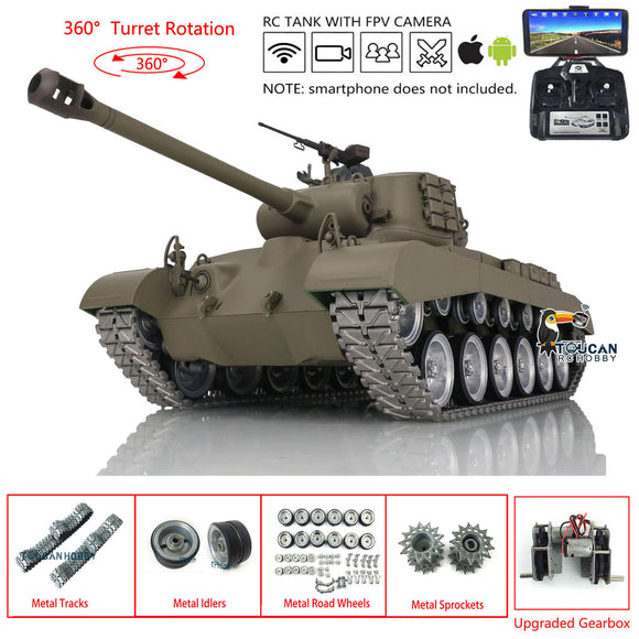 1/16 Scale TK7.0 Henglong Customized Version M26 Pershing Ready To Run Radio Controlled Model Tank 3838 Metal Track Wheels FPV