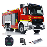 6x4 1/14 RC Fire Vehicles Metal Chassis Remote Control Fire Fighting Truck Model 2-Speed Transmission Lighting and Sound System