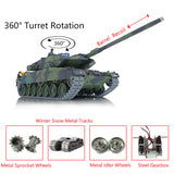 2.4Ghz Henglong 1/16 TK7.0 Leopard2A6 Remote Controlled Ready To Run Tank 3889 360 Barrel Recoil Metal Idlers Sprockets Tracks