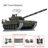 1:16 TK7.0 Upgraded Henglong Radio Controlled Ready To Run Tank T72 360 Rotation Metal Tracks W/ Paired Linkages Smoke Sound