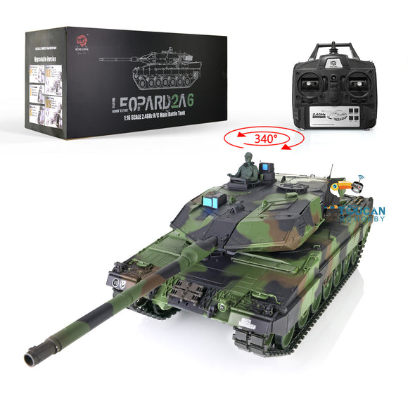 2.4G Henglong 1/16 Scale 7.0 Plastic Leopard2A6 Ready To Run RC BB IR Tank Barrel Recoil 3889 Tracks Sprockets Idlers Road Wheels