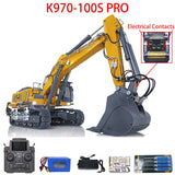 Kabolite 1/14 Remote Control Hydraulic Excavator K970 100S Pro RC Digger Model with Light Sound Smoke