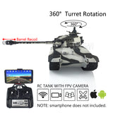 1/16 Scale TK7.0 Henglong FPV Barrel Recoil King Tiger RC RTR Tank 3888A 360 Turret Metal Tracks Sprockets Idlers Wheels