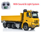 Metal 8x8 1/14 RC Hydraulic Roll On Full Dumper Truck Remote Control Dump Cars With 3-speed Transmission Differential Lock Axles